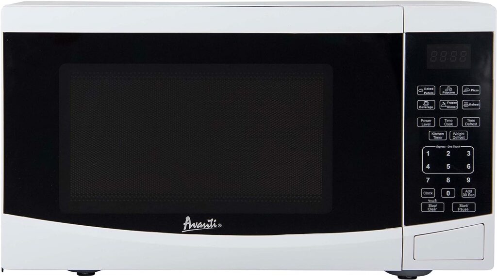 Avanti MT09V3S Microwave Oven 900-Watts Compact with 10 Power Levels and 6 Pre Cooking Settings, Speed Defrost, Electronic Control Panel and Glass Turntable, 0.9 cubic feet, Stainless Steel