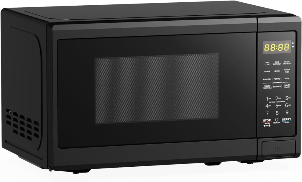 Black+Decker 700 Watt Compact LED Display Countertop Small Microwave Oven with 10 Inch Turntable and 6 Preset Menu Buttons, Matte Black