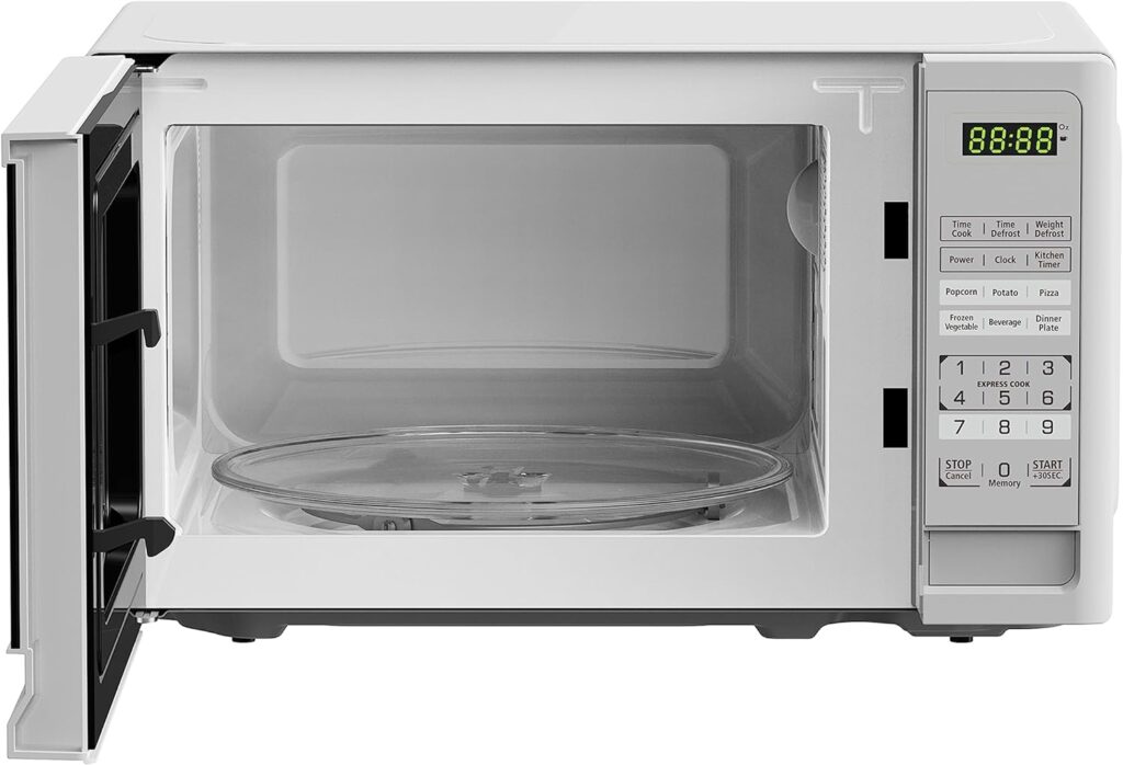 BLACK+DECKER Compact Countertop Microwave Oven 0.7 Cu. Ft. 700-Watts with LED Lighting, Child Lock, White