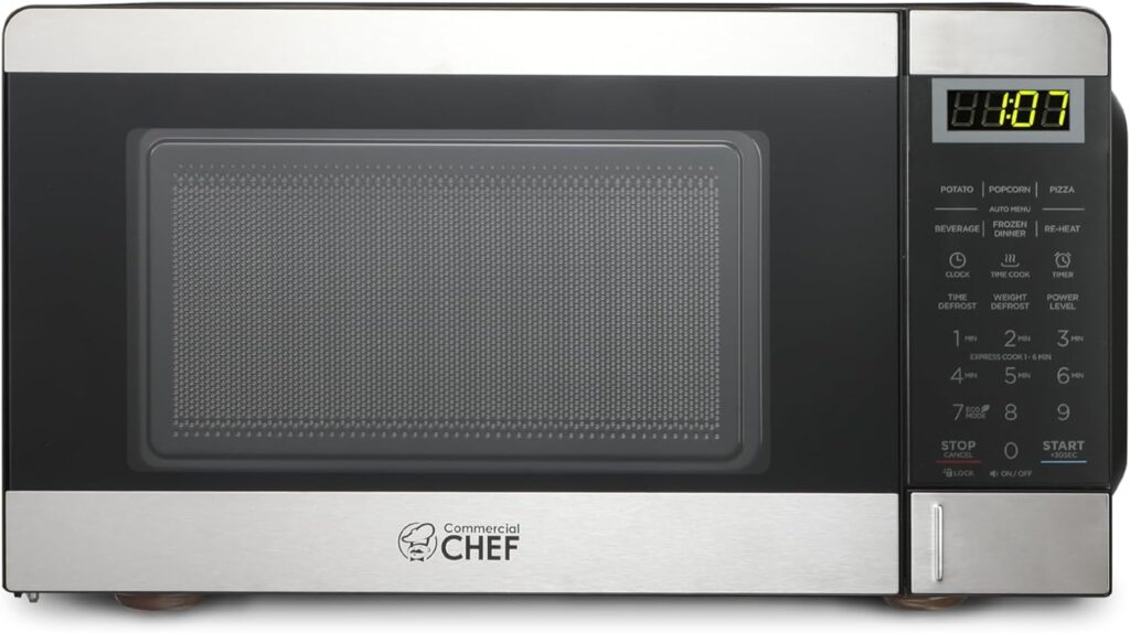 COMMERCIAL CHEF 0.6 Cubic Foot Microwave with 6 Power Levels, Small Microwave with Grip Handle, 600W Countertop Microwave with 30 Minute Timer and Mechanical Dial Controls, Black