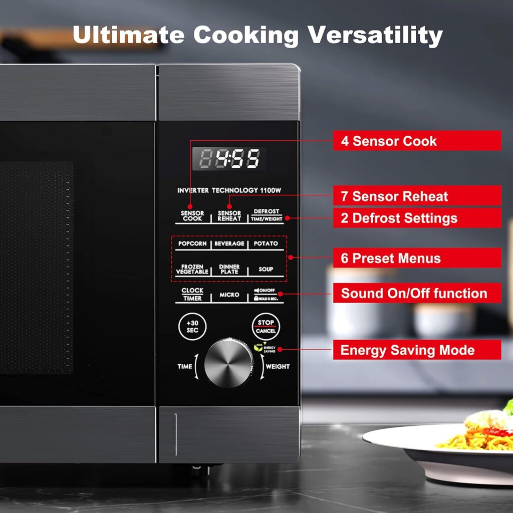 Galanz Microwave Oven ExpressWave with Patented Inverter Technology, Sensor Cook  Sensor Reheat, 10 Variable Power Levels, Express Cooking Knob, 1250W 2.2 Cu Ft Stainless Steel GEWWD22S1SV125