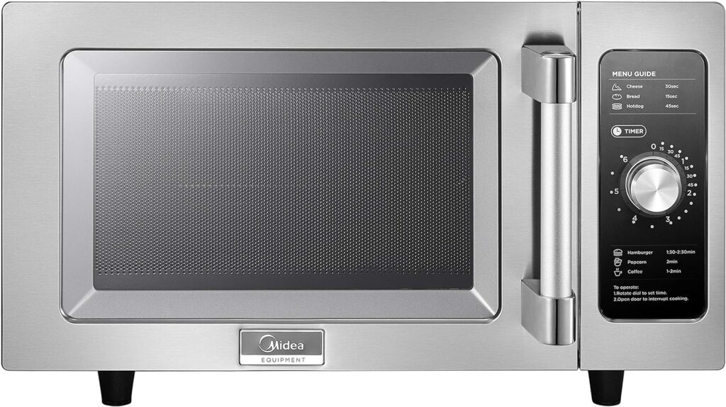 Midea Equipment 1025F0A Countertop Commercial Microwave Oven with Dial, 1000W, Stainless Steel.9 CuFt
