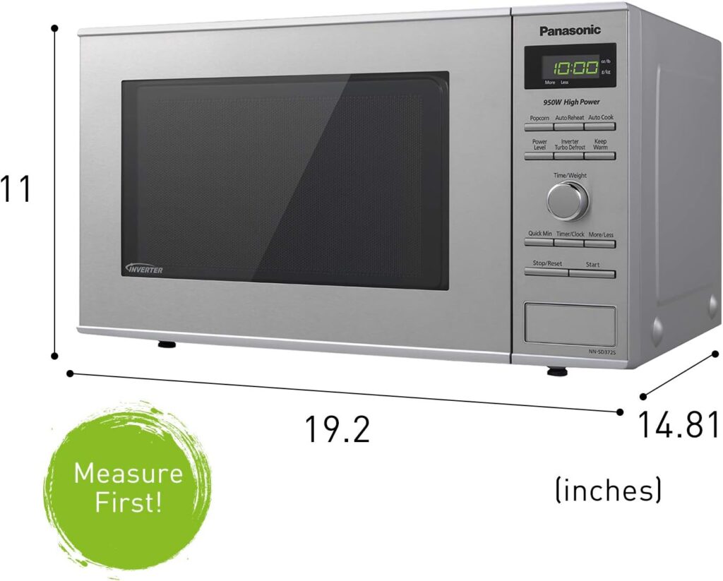Panasonic Microwave Oven NN-SD372S Stainless Steel Countertop/Built-In with Inverter Technology and Genius Sensor, 0.8 Cu. Ft, 950W