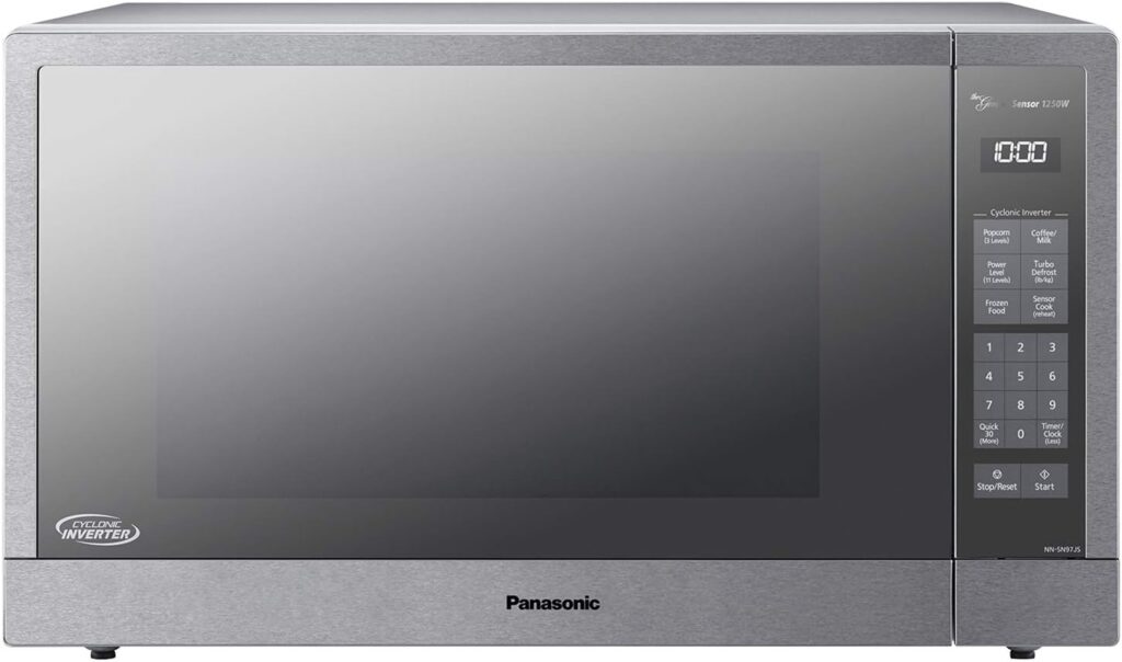 Panasonic Microwave Oven, Stainless Steel Countertop/Built-In Cyclonic Wave with Inverter Technology and Genius Sensor, 2.2 Cu. Ft, 1250W, NN-SN97JS (Silver)
