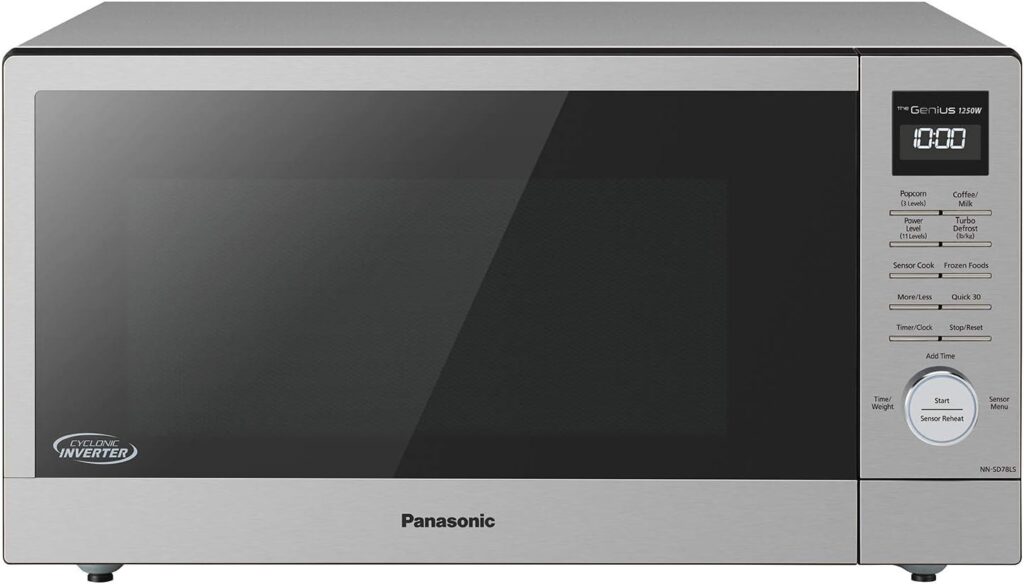 Panasonic NN-SD78LS 1.6 cu.ft Cyclonic Inverter Countertop Microwave Oven 1250Watt Power with Genius Sensor Cooking, cft, Stainless Steel