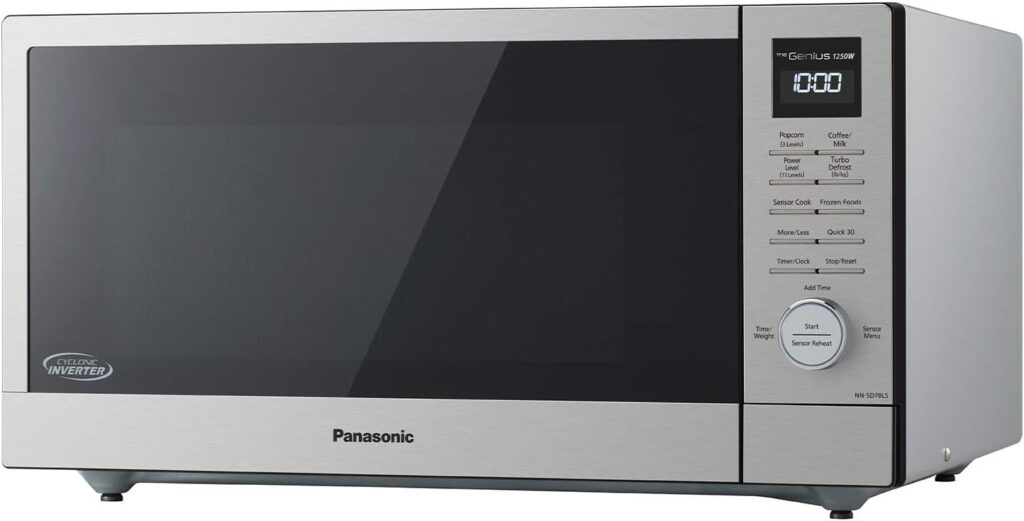 Panasonic NN-SD78LS 1.6 cu.ft Cyclonic Inverter Countertop Microwave Oven 1250Watt Power with Genius Sensor Cooking, cft, Stainless Steel