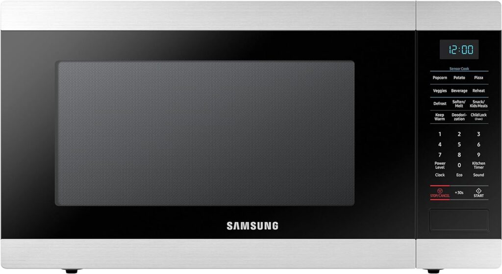 Samsung Electronics Samsung MS19M8000AS/AA Large Capacity Countertop Microwave Oven with Sensor and Ceramic Enamel Interior, Stainless Steel, 1.9 cubic feet