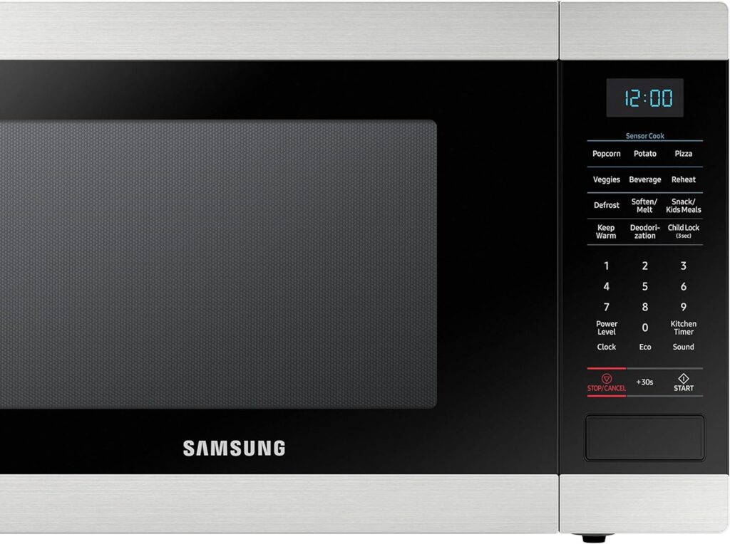 Samsung Electronics Samsung MS19M8000AS/AA Large Capacity Countertop Microwave Oven with Sensor and Ceramic Enamel Interior, Stainless Steel, 1.9 cubic feet