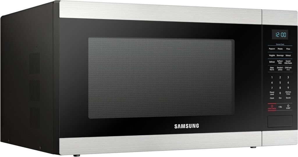 Samsung Electronics Samsung MS19M8000AS/AA Large Capacity Countertop Microwave Oven with Sensor and Ceramic Enamel Interior, Stainless Steel, 1.9 cubic feet