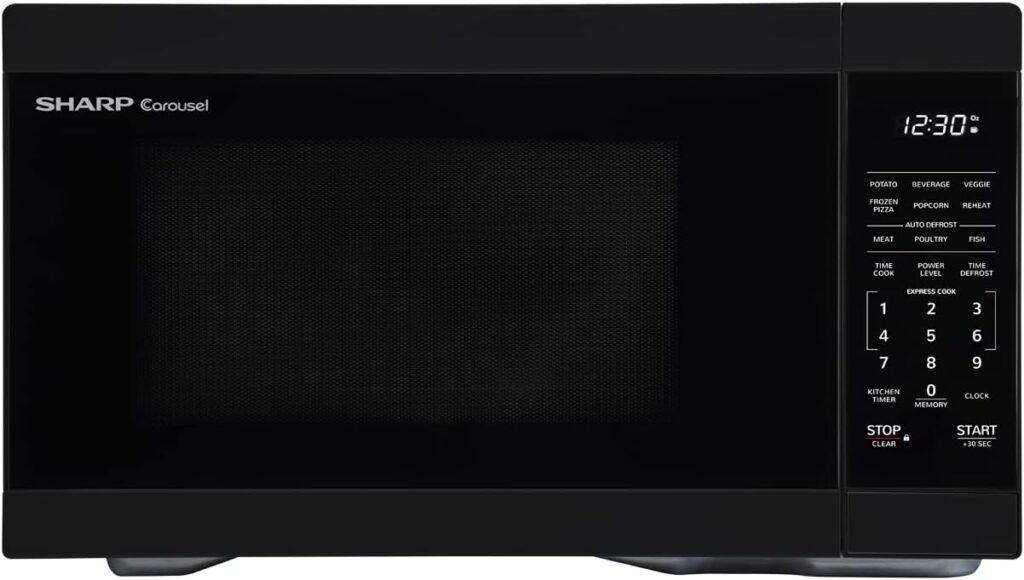 SHARP ZSMC1161HB Oven with Removable 12.4 Carousel Turntable, Cubic Feet, 1000 Watt Countertop Microwave, 1.1 CuFt, Black