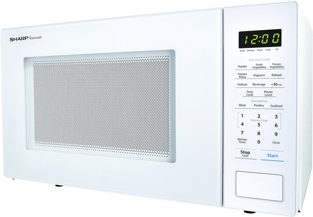 SHARP ZSMC1161HW Oven with Removable 12.4 Carousel Turntable, Cubic Feet, 1000 Watt Countertop Microwave, 1.1 CuFt, White