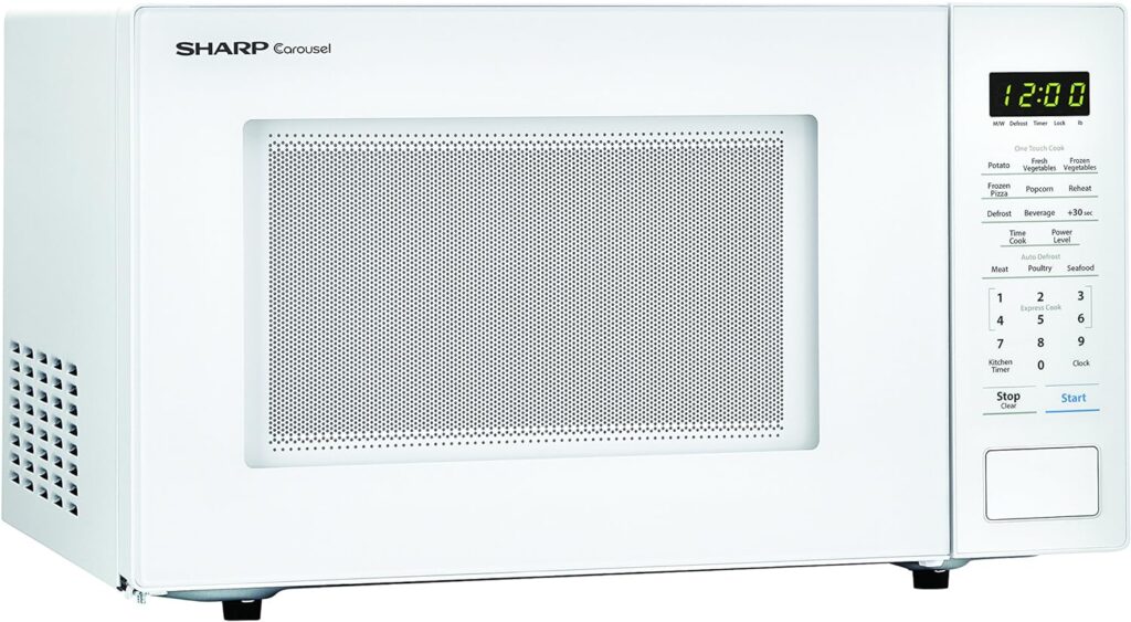 SHARP ZSMC1161HW Oven with Removable 12.4 Carousel Turntable, Cubic Feet, 1000 Watt Countertop Microwave, 1.1 CuFt, White