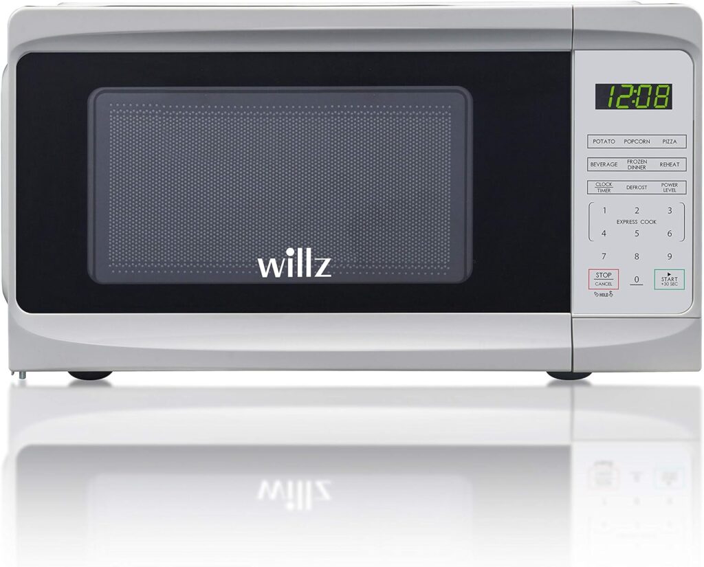 Willz Countertop Small Microwave Oven, 6 Preset Cooking Programs Interior Light LED Display 0.7 Cu.Ft 700W White WLCMD207WE-07