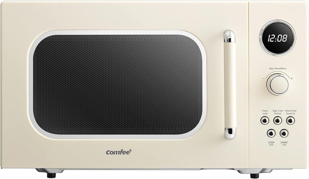 COMFEE EM720CPL-PMB Countertop Microwave Oven with Sound On/Off, ECO Mode and Easy One-Touch Buttons, 0.7cu.ft, 700W, Black