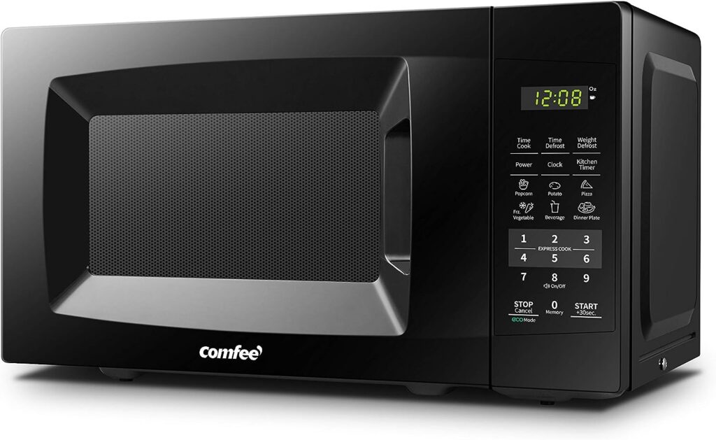 COMFEE EM720CPL-PMB Countertop Microwave Oven with Sound On/Off, ECO Mode and Easy One-Touch Buttons, 0.7cu.ft, 700W, Black