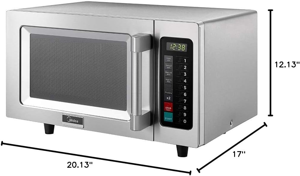 Midea Equipment 1025F1A Countertop Commercial Microwave Oven with Touch Control, 1000W, Stainless Steel.9 CuFt